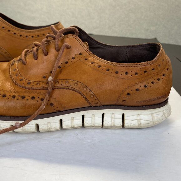 Cole Haan Zerogrand Men’s Size 10.5 M Brown Leather Wingtip Oxford Shoes C14493 - Picture 12 of 16
